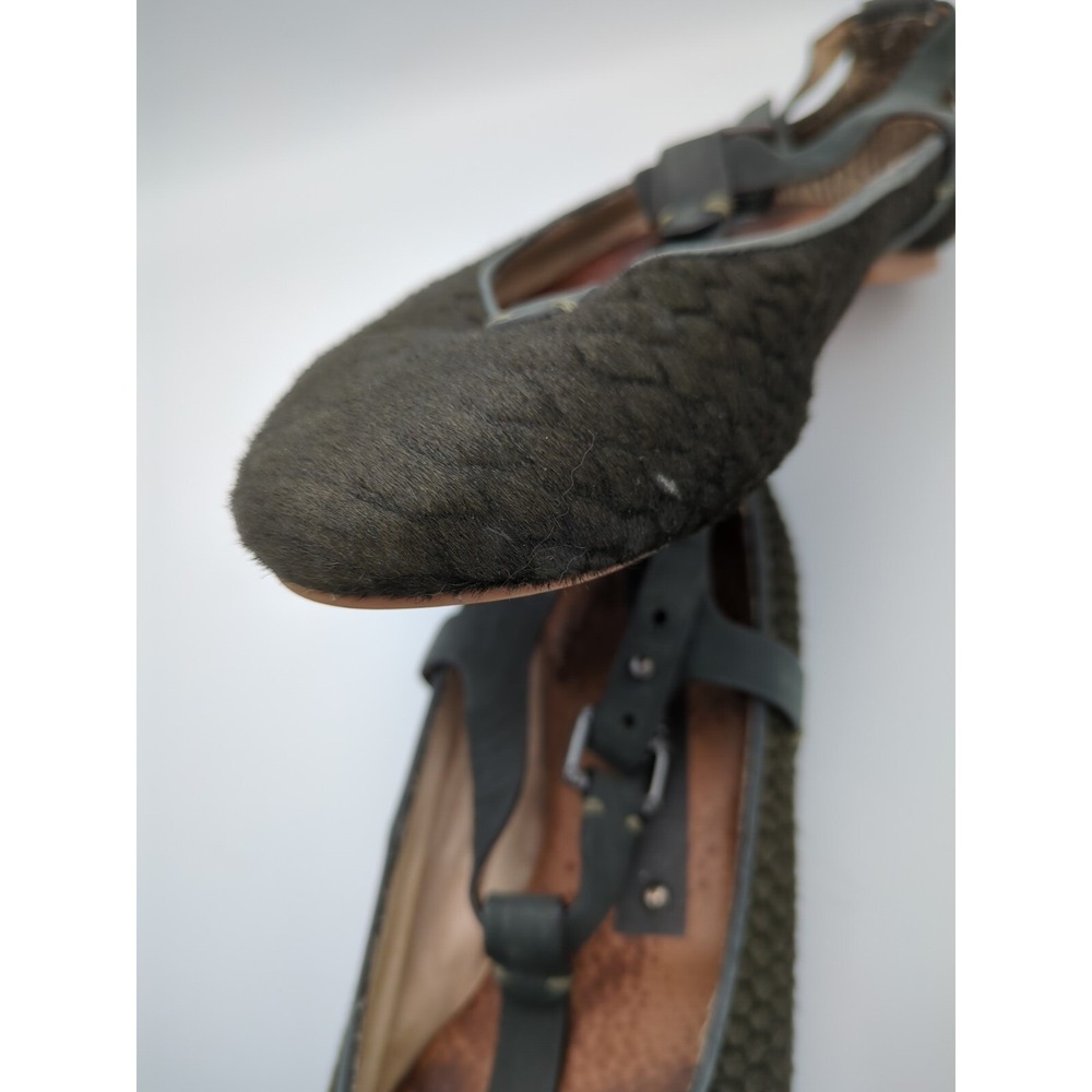 Anthropologie Matt Bernson Calf Hair Flats Womens 7.5 Black Textured Geometric - Picture 12 of 16